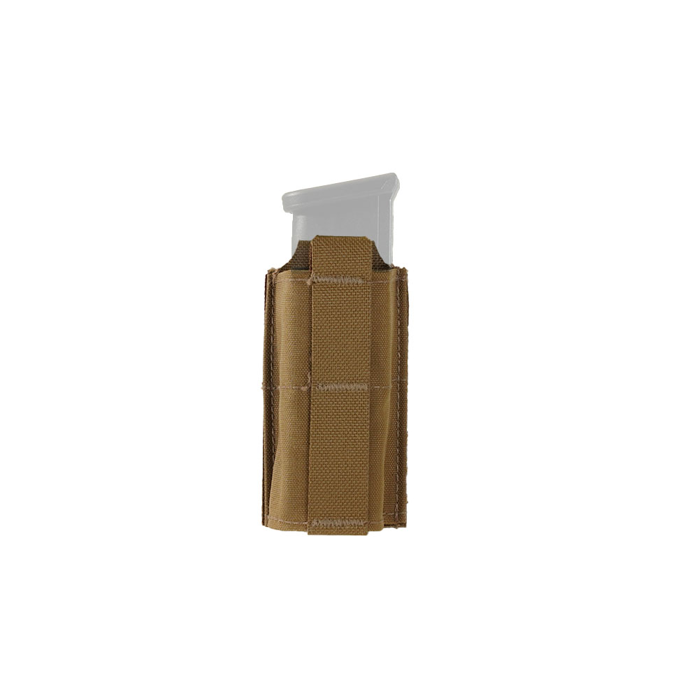 BPG Single Pistol Mag Pouch - Coyote Brown (Front) - Glock Mag Transparent (Not Included)